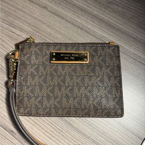 Michael Kors Tan Wristlet with Gold Accents